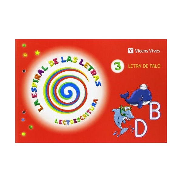 Espiral Letras. Lectoescritura 3 Letra Palo Infantil 5 años