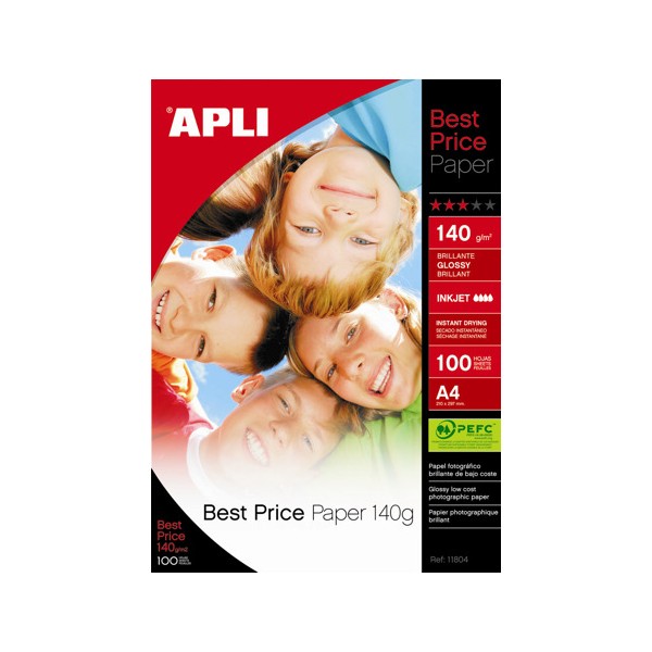 Papel Apli Best Price Glossy  140 g. A4 100 h.