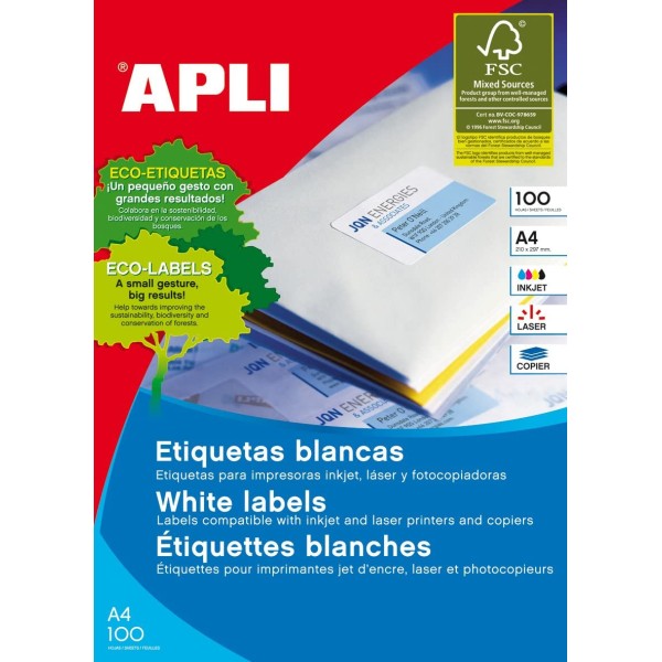 Caja 100h. etiquetas Apli-1263. 64,6x33,8