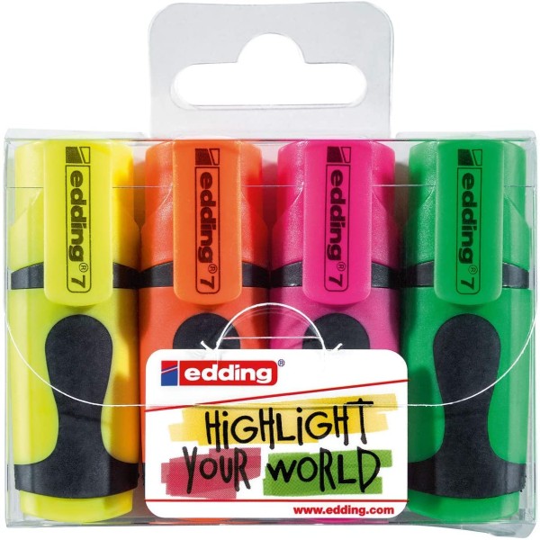 Estuche de 4 marcadores Edding 7 Mini Highlighter