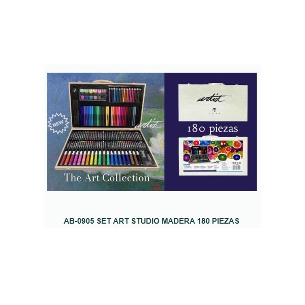 Maletin pintura art studio madera 180pzs