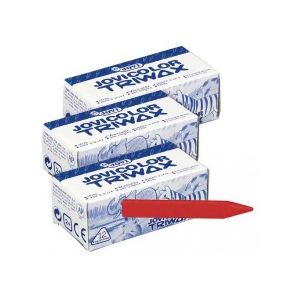 Caja 12 ceras Jovicolor Triwax Rojo