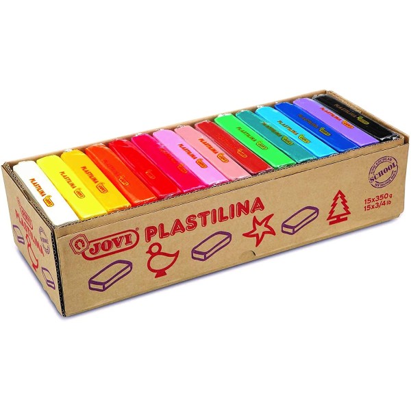 Plastilina Jovi 350 g. caja de 15 pastillas surtid