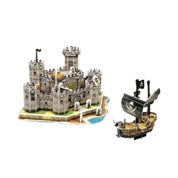 Jdte puzzle 3d castillo y barco pirata**