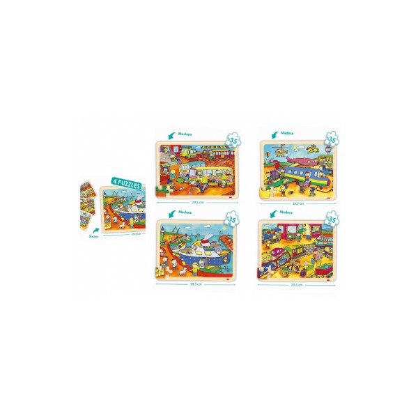 Jda set 4 puzzles transportes