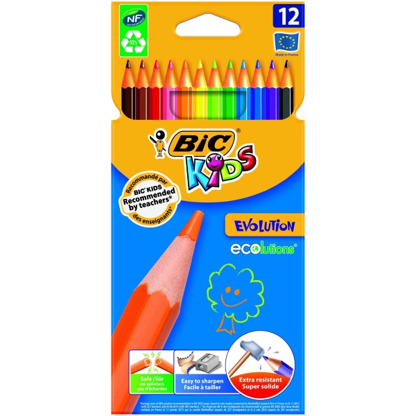 Estuche 12 Lapices colores Bic Kids Tropicolors