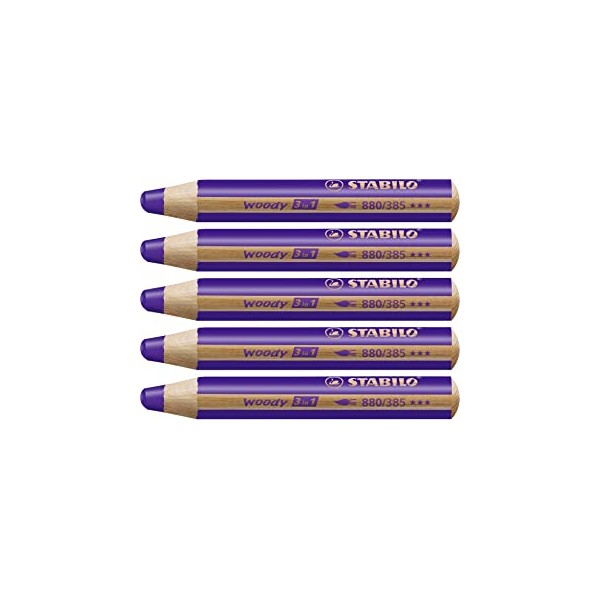 Estuche 5 lapices Stabilo Woody 3 en 1 Violeta