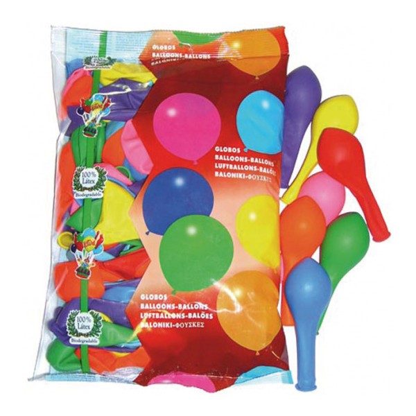 Bolsa 100 globos clasicos colores surtidos