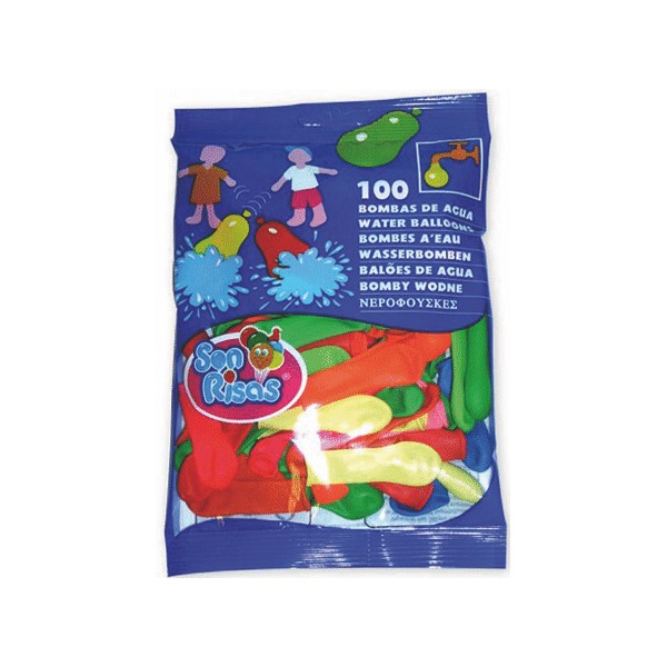 Bolsa 100 globos de agua colores surtidos