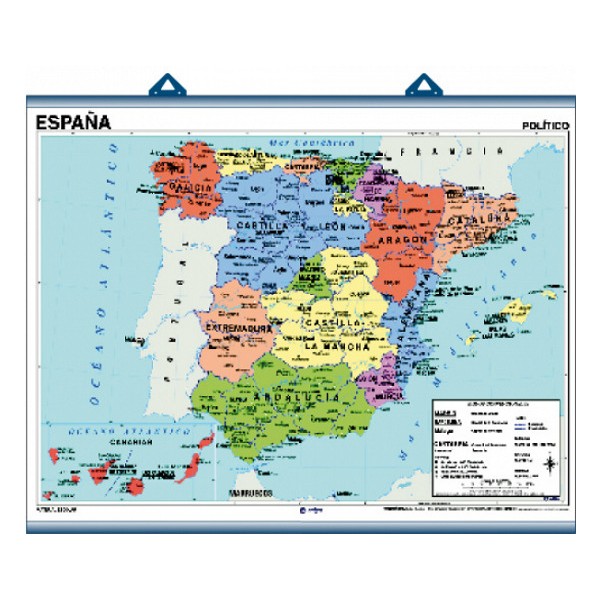 Mapa mural España fisico/politico